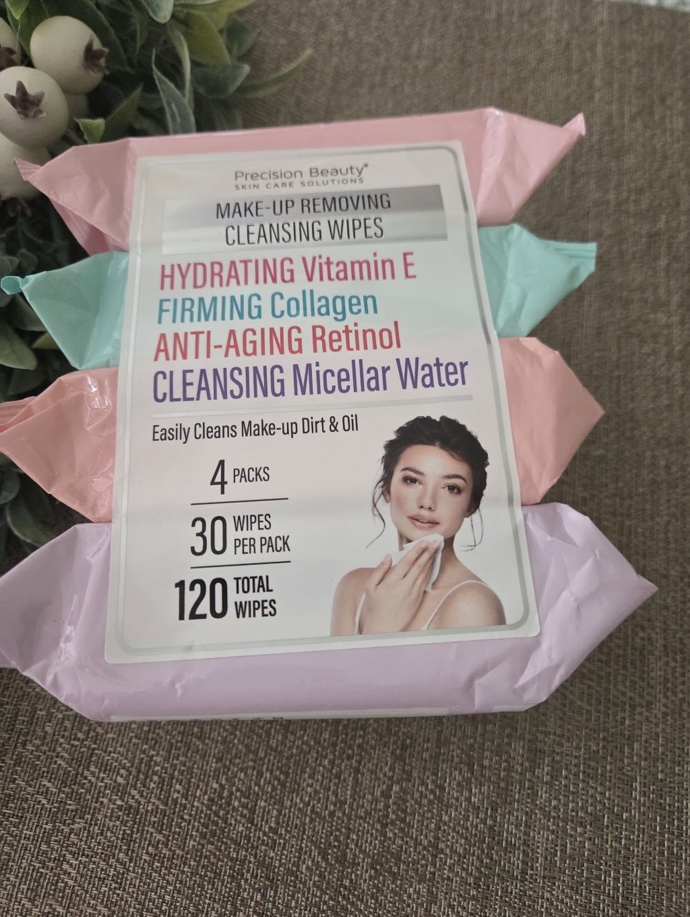 Hydrating Vitamin E Cleansing Wipes – Pink/Green/Peach/ Lavender Pack